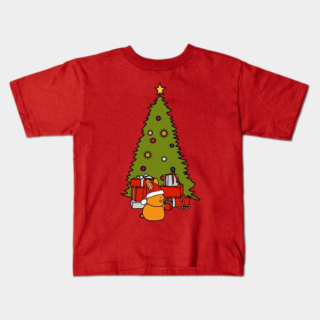 Cute Bunny and Christmas Tree Kids T-Shirt by ellenhenryart